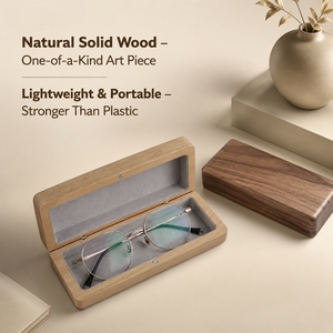 AI Wooden <b>Glasses</b> <b>Case</b> Beech Wood <b>Glasses</b> <b>Case</b> Classic Polished Solid Wood Eyeglass Box Business <b>Glasses</b> Packaging Gift Box - Product Image 4