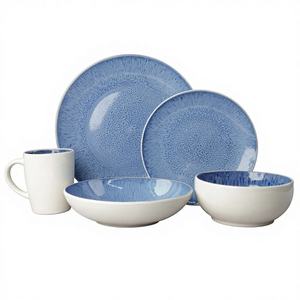 4-Piece Eco-Friendly BPA-Free Porcelain Enameled Modern Luxury Dinnerware <b>Set</b> <b>Microwave</b> Dishwasher Safe Reaction Glazed Varjila - Product Image 1