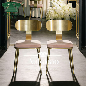 Mobilier moderne de fête d'événement utilisé sculpté en or cadre en acier inoxydable chaise de salle à manger rembourrée pour l'extérieur et l'hôtel - Product Image 2