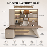 Bureau de direction moderne de luxe en bois, grand poste de travail avec tiroirs de rangement pour projet de bureau haut de gamme