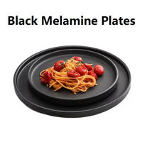 Service de table en mélamine noir mat avec logo personnalisé | Assiettes et bols de service plats fins