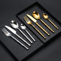 Ensemble de couverts jetables classiques en métal AES YH-BKXMY, 4 pièces, acier inoxydable 304, finition miroir, pour hôtel, restaurant, fourchette à steak, cuillère