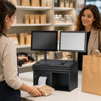 Système de point de vente à double écran, caisse enregistreuse, écran tactile tout-en-un de 12,1 pouces avec écran LCD client, I5 8 Go 128 Go