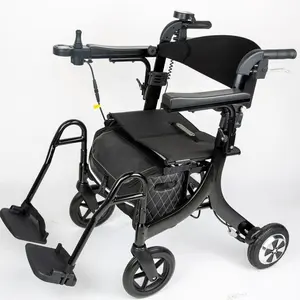 2023 Lichtgewicht Opvouwbare Elektrische Rollator Rollator Mobiliteitshulpmiddelen Rolstoel Voor Senioren Volwassenen Met Voetsteunproduct