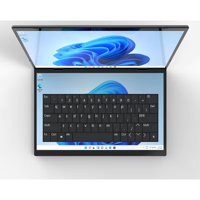 Dual 14 Inch Touch Screen Laptop with 2K 360 Degrees Foldable Design Editor's Metal SSD 16GB Video Memory UK Plug