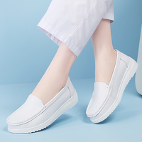 Chaussures de travail médicales pour femmes, en cuir véritable, antidérapantes, légères, pour infirmières et médecins, noir et blanc, pointures 34-42