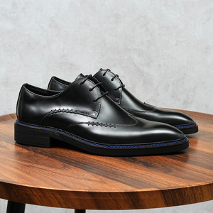 Chaussures Oxford pour hommes britanniques en cuir véritable imperméable, à bout fermé, faites à la main, pour mariage, formelles, décontractées, antidérapantes, avec boucles et sangles - Product Image 5