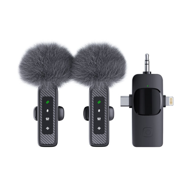 QY22 Wireless Lavalier Microphone USB Type-C Portable Audio Video Recording Mini Mic for iPhone Android Computer Live Broadcast