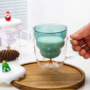 クリスマスクリエイティブ漫画ガラスコーヒーカップハンドルかわいいクリエイティブドリンクウェアウォーターティー用ウェディングバーカスタマイズ可能ロゴ - Product Image 4