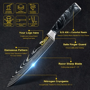 Cuchillo Japonés de Acero Damasco de 8 Pulgadas con Mango de Resina Negra Obsidiana, 67 Capas de Acero VG10, para Cortar Carne y Filetes, con Caja de Regalo - Product Image 2