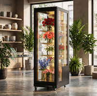 Vitrine à fleurs professionnelle à 3 faces en verre, refroidisseur d'air, contrôle numérique, pour fleuriste, haute esthétique, affichage vertical miroir