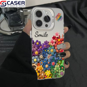Coque de téléphone personnalisée <span class=keywords><strong>IMOD</strong></span> Designer Floral Smiling Laser Colorful Flower pour iPhone 16 13 - Coque de téléphone rigide en PC résistante aux chocs et tendance - Product Image 3