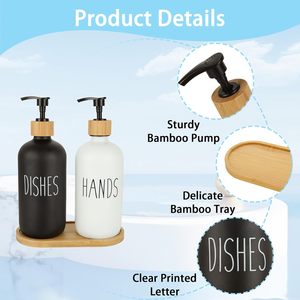 Oferta Especial: Botella de Vidrio Esmerilado Transparente de 8oz/16oz (240ml/480ml) con Gotero y Pulverizador, Tapa de Bambú, Impresión Serigráfica, para Crema para el Cuidado de la Piel - Product Image 3