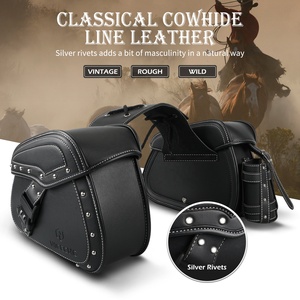 NiceCNC 2 pièces Sacs latéraux universels en cuir PU pour <span class=keywords><strong>moto</strong></span> avec serrure à combinaison Bagages Panier - Product Image 2