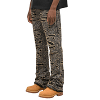XJYD Jeans Fournisseur Haute Qualité Laser Graphic Design Détruit Patch Jeans Hommes Hip Hop Distressed Panel Bootcut Denim Pantalon