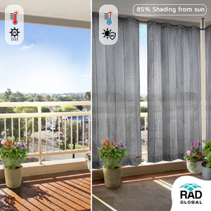 Grey Black HDPE Eyelet Outdoor Curtains 150 GSM with Contemporary Dual Tone Design Durable Weather Resistant Fabric and Modern - Product Image 2