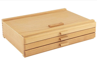 Coffre de rangement pour artiste en bois massif à 3 tiroirs, organisateur de studio pour tubes de peinture
