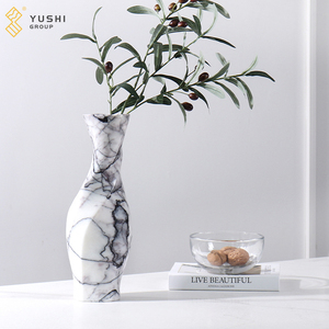 工芸品 Flower base marble color HKliving USA ACE7194 Ceramic ribble flower vase shiny chrome