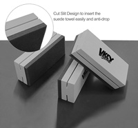 Éponges applicatrices de revêtement céramique nano premium, blocs d'éponge en mousse pour application de cire, design rectangulaire à fentes rainurées