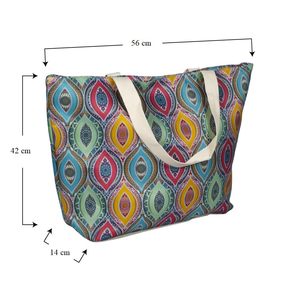 Sac de plage grand format avec fermeture éclair 56x14x42 cm, imperméable, motif œil stylisé - Product Image 2