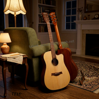 Factory Manufacture Glossy Finishing With Binding Stringed Musical Instrument 41Inch Premium Spruce Solid Acoustic Guitar