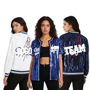 2026 Wholesale Finished Autumn Winter Custom <strong>Sequin</strong> Anti-Wrinkle 100% Polyester Bomber Women <strong>Jackets</strong> - Product Image 1