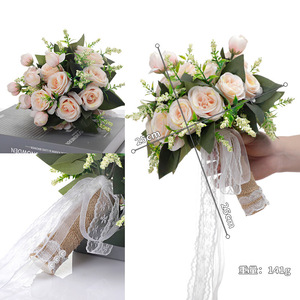 ดอกไม้ประดิษฐ์คุณภาพโรแมนติกช่อดอกไม้สำหรับเจ้าสาวในงานแต่งงาน - Product Image 6
