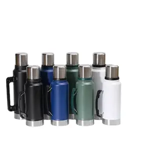 Botol air termos portabel, termos olahraga kapasitas besar 1L/1.4L/1.9L baja tahan karat, botol air terisolasi vakum