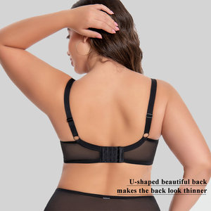 Oferta Especial: Conjunto <span class=keywords><strong>de</strong></span> Lencería Sexy y Transpirable <span class=keywords><strong>de</strong></span> Malla con Tirantes Anchos para Mujer Tallas Grandes, Color Negro, Estilo Casual para Senos Más Grandes, Uso Diario - Product Image 2