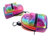 Dompet penyimpan koin Mini kartun pelangi berkilau warna mempesona dompet koin penyortir Mini dompet koin bahu