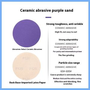 Top fabriqué 5 pouces velours dos flocage papier de verre en céramique 1mm moyen personnalisable OEM cendres polies papier abrasif à sec pour - Product Image 5