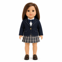 Vêtements pour poupées de 18 pouces faits sur mesure, ensemble blazer et jupe plissée style preppy avec mocassins, tenue scolaire, jouet en peluche miniature pour poupées de 18 pouces