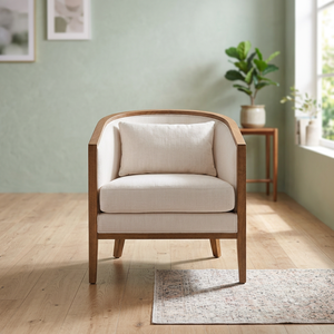 Eco-Friendly Teak Wood Lounge <b>Chair</b> with Rattan Backrest Scandinavian Minimalist Design for Living Room - Product Image 2