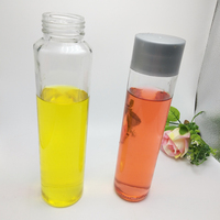 Bouteille d'eau en verre Voss cylindrique à parois droites en gros avec bouchon pour eau minérale