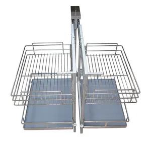 Iron Wire Basket Kitchen Soft Closing Storage Cabinet Accessories Magic Corner Unit Pull Out Basket