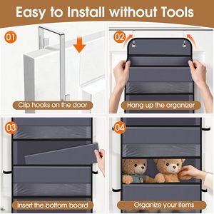 Over The Door Organizer <b>Storage</b> 33x15x85cm With Clear Windows Multifunctional Hanging <b>Rack</b> For Behind Door Use - Product Image 3