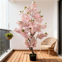 Arbre de fleurs de cerisier artificiel en soie de haute qualité, rose, bonsaï noir pour décoration intérieure et extérieure, Noël, rentrée scolaire
