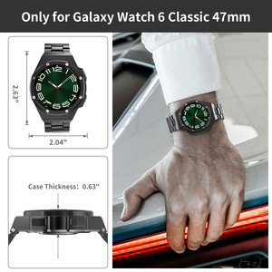 Kit de modification de luxe Bracelet de montre en silicone pour <span class=keywords><strong>Samsung</strong></span> Galaxy Watch Boîtier en acier inoxydable <span class=keywords><strong>43</strong></span>/47mm Bandes de cadre de lunette - Product Image 2
