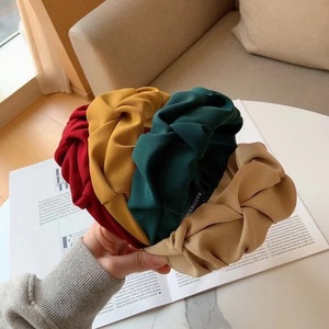 2025 nouveau coréen large bande couleur unie bandeau femmes Vintage froissé tissu bandeau pour coiffures élégantes accessoires de cheveux - Product Image 4