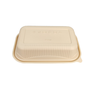 Conteneur alimentaire rectangulaire à <span class=keywords><strong>2</strong></span> compartiments, biodégradable, en amidon de maïs, jetable, adapté au micro-ondes, pour emporter, directement de l'usine - Product Image 6