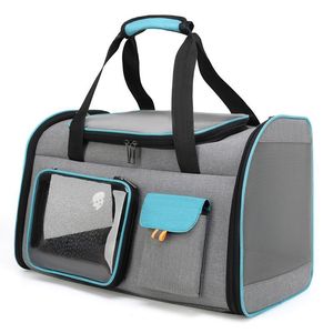 Transportín portátil para gatos, de tela Oxford suave, gris azul, con ventana transparente, bolsa de viaje grande para mascotas, para gatos y perros - Product Image 5