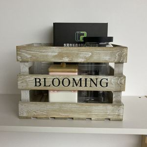 OEM Storage <b>Crate</b> Wood Antique Pine Painted Beige Black Brown Laser Wooden <b>Crate</b> for Home Decoration - Product Image 1