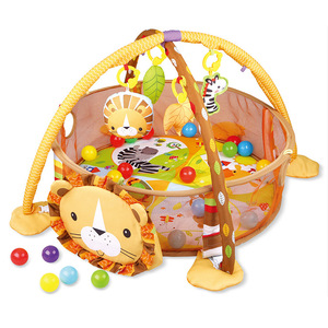 Alfombra de Juego 3 en 1 para Bebés, Redonda, Plegable, Alfombra de Gateo para Bebés, Alfombra de Juego con Diseño de Animales de Dibujos Animados, con Piscina de 30 Pelotas - Product Image 1