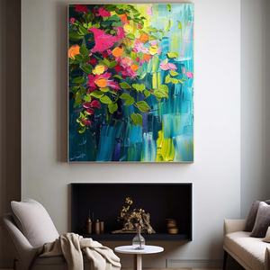 Pintura al Óleo sobre Lienzo Hecha a Mano, Pintura Texturizada, Flores de Verano, Pintura Abstracta, Decoración de Pared Brillante para el Hogar y la Galería - Product Image 4