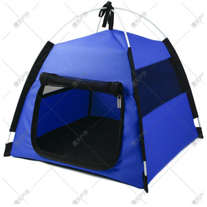 Portable Pet Tent House Striped <b>Canvas</b> 42x42x56cm Breathable Outdoor Dog Bed Foldable Plastic <b>Frame</b> - Product Image 5