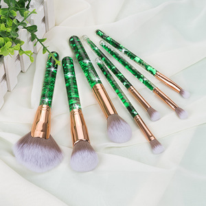 Jessup — pinceaux de <span class=keywords><strong>maquillage</strong></span> personnalisés à paillettes, 7 pièces, en Cristal, paillettes vertes, Kits - Product Image 4