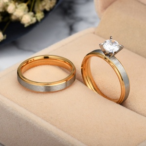 2019 Latest Engagement <b>Ring</b> Stainless Steel <b>Couple</b> Diamond Wedding <b>Rings</b> - Product Image 5