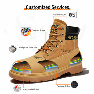 Scarpe Casual da Uomo, Stivali da Lavoro Protettivi Industriali con Punta in Acciaio, Scarpe Antinfortunistiche alla Moda in Microfibra per Primavera Estate - Product Image 3