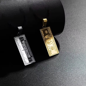 Pendentif breloque personnalisé pour homme en acier inoxydable plaqué or 18 carats, motif ange, <span class=keywords><strong>rose</strong></span>, Saint <span class=keywords><strong>Christophe</strong></span> et billet de dollar américain, pour la fabrication de bijoux - Product Image 2