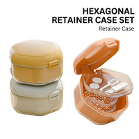 Boîte de rangement portable hexagonale multicolore pour prothèses dentaires, avec drainage, pour aligneurs orthodontiques, nettoyage et soins quotidiens en voyage